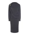 Fabiana Filippi Midi Dress With Draped Design And Long Sleeves In Gray