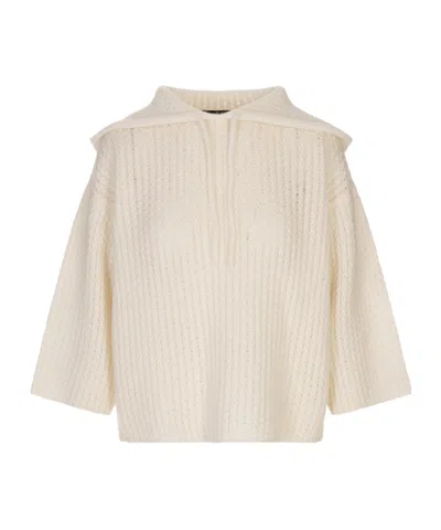 Fabiana Filippi Long Sleeve Hooded Sweater In Gold
