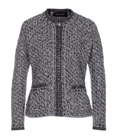 Fabiana Filippi Dark Blue Sequin Tweed Jacket With A Denim Effect In Black