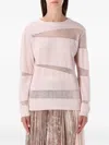 Fabiana Filippi Mohair Insert Long Sleeve Knit Sweater In Pink