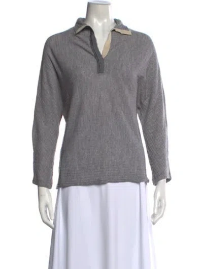 Pre-owned Fabiana Filippi Long Sleeve Polo In Gray