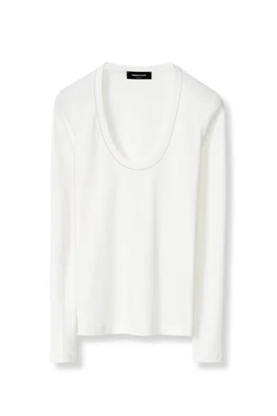 Fabiana Filippi Long Sleeve Ribbed Shirt In White