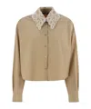 Fabiana Filippi Cropped Shirt With Lace Collar In Neutral
