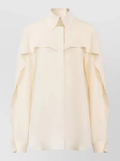 Fabiana Filippi Long Sleeve Shirt Ruffle Collar Cuffs In Neutral