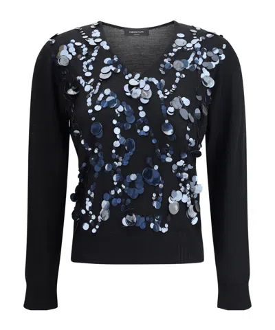 FABIANA FILIPPI SEQUIN-EMBELLISHED V-NECK SWEATER