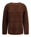 Fabiana Filippi Sweater With Round Neck In Mixed Wool In Brown