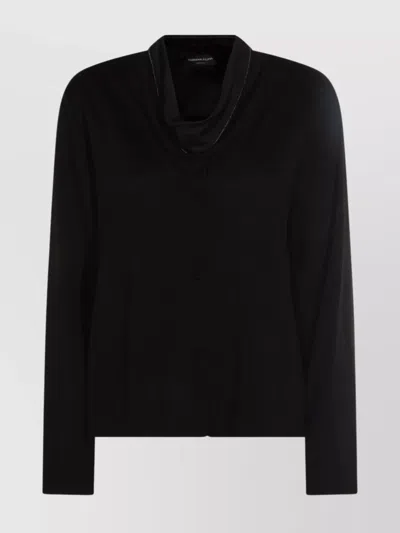 Fabiana Filippi Long Sleeve Top Draped Neckline In Black