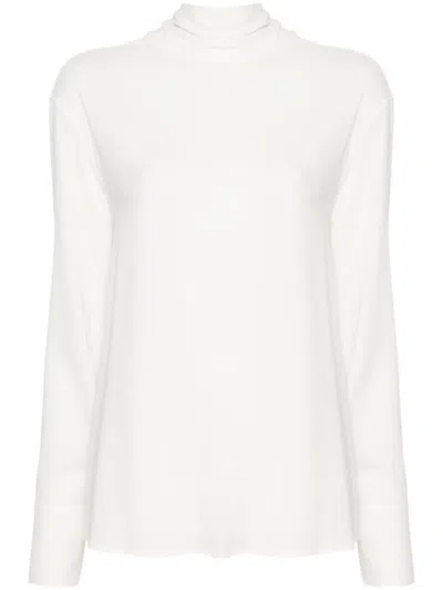 Fabiana Filippi Precision Crafted High Neckline Tops In White