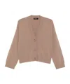Fabiana Filippi Long Sleeve V Neck Top With Ribbed Cuffs And Hem In Brown