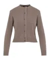 Fabiana Filippi Wool Blend Crew Neck Jacket With Embellished Placket In Gray