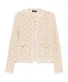 Fabiana Filippi Textured Wool Blend Long Sleeve Jacket In Neutral