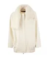 Fabiana Filippi Luxury Cashmere Caban With Mink Fur Collar In White