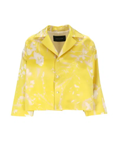 Fabiana Filippi Leaf Print Drop Shoulder Jacket In Yellow