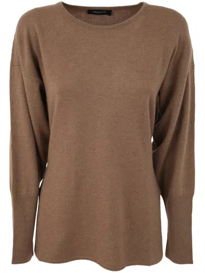 Fabiana Filippi Long Sleeve Crew Neck Sweater For Women In Brown