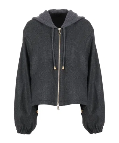 Fabiana Filippi Long-sleeved Hooded Jacket In Gray