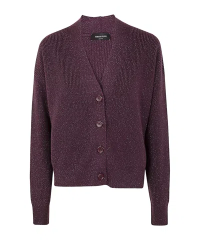 Fabiana Filippi Long-sleeved Knitted Cardigan In Pink & Purple