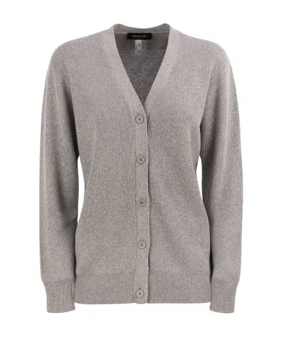 Fabiana Filippi Long-sleeved Knitted Cardigan In Gray