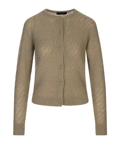 Fabiana Filippi Long-sleeved Knitted Cardigan In Gray