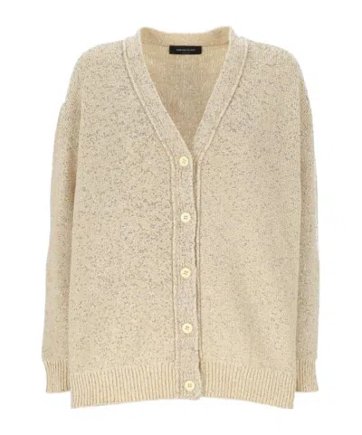 Fabiana Filippi Long-sleeved Knitted Cardigan In Nude