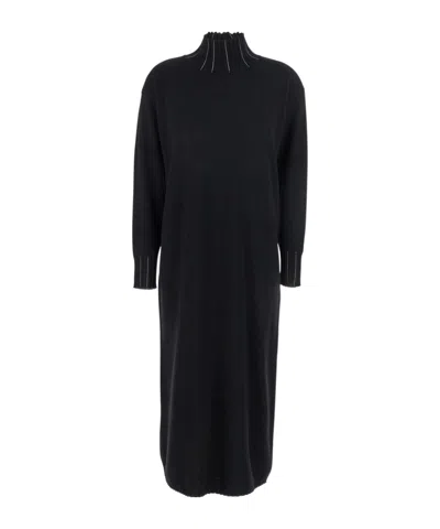 Fabiana Filippi Long-sleeved Knitted Dress In Black