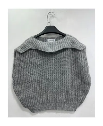 Fabiana Filippi Long-sleeved Knitted Sweater In Gray