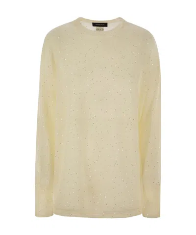 Fabiana Filippi Long-sleeved Round-neck Sweater In White