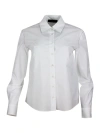 FABIANA FILIPPI LONG-SLEEVED SHIRT IN STRETCH COTTON POPLIN WITH A SLIM FIT TRIMMED WITH ROWS OF BRILLIANT JEWELS