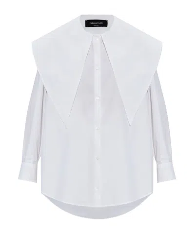 Fabiana Filippi Decorative Collar Long Sleeved Shirt In White