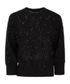 Fabiana Filippi Sequin Crewneck 3/4 Sleeved Jumper In Black
