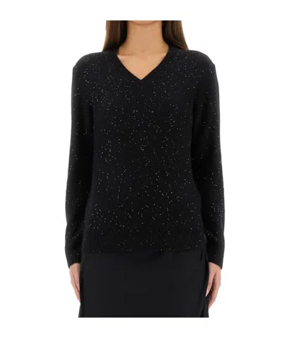 FABIANA FILIPPI FABIANA FILIPPI EMBELLISHED V-NECK LONG SLEEVED JUMPER