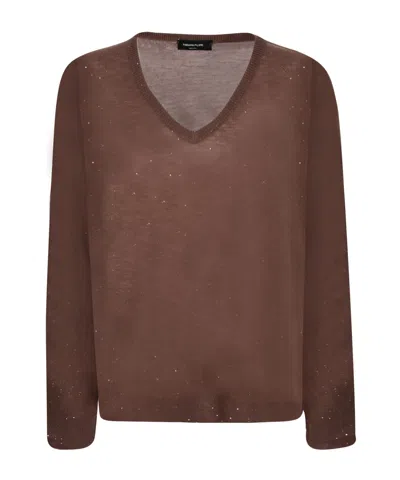 Fabiana Filippi Long-sleeved Sweater In Brown