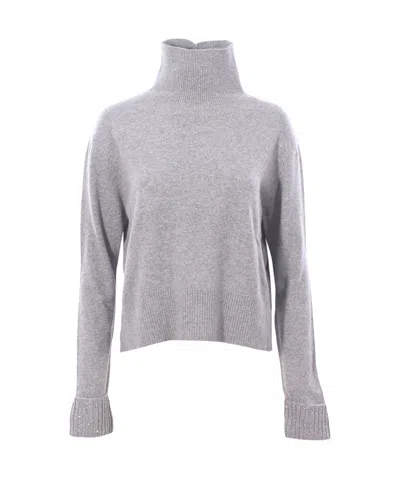 Fabiana Filippi Long-sleeved Sweater In Gray
