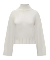 Fabiana Filippi Merino Wool Cropped Turtle Neck Sweater In White