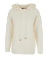 Fabiana Filippi White Hoodie With Drawstring Hood In Wool Blend Woman In White
