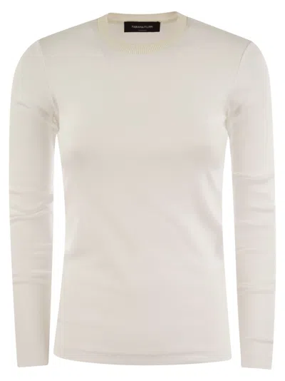 Fabiana Filippi Long-sleeved T-shirt In Jersey In Neutral