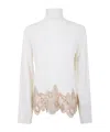 Fabiana Filippi Platinum Wool Blend Land Band Turtleneck Sweater In White