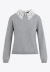 Fabiana Filippi Grey Crewneck Wool Sweater In Gray