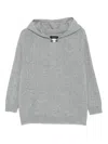 Fabiana Filippi Hooded Knitwear With Front Pocket And Ribbed Cuffs In Gray