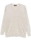 Fabiana Filippi Textured Grey Sweater With Deep V-neckline