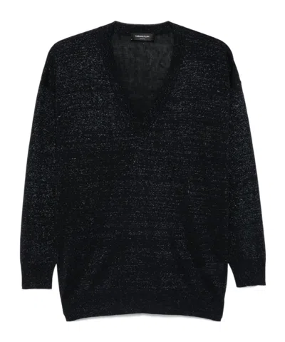 FABIANA FILIPPI FABIANA FILIPPI V-NECK METALLIC-THREADING JUMPER