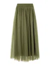 Fabiana Filippi Multi-layer Tulle Midi Skirt With Elastic Waistband In Verde
