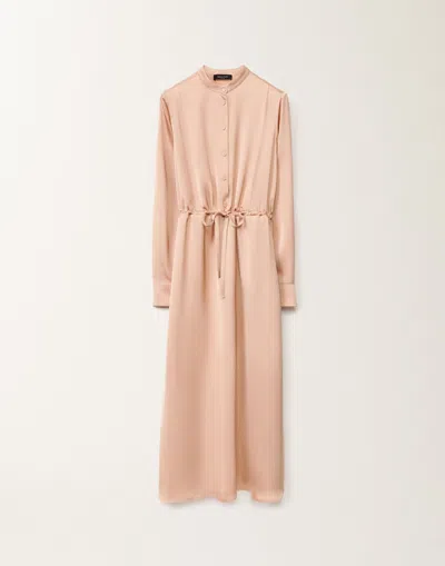 Fabiana Filippi Long Viscose Satin Shirt Dress In Pink