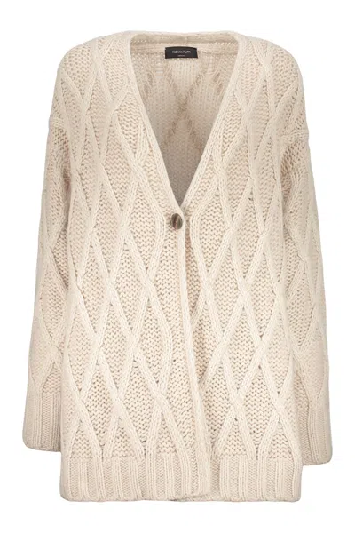 Fabiana Filippi Long White Diamond Cardigan With Single Button In Soia
