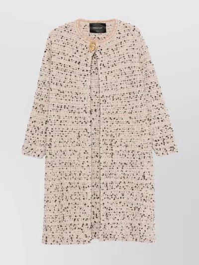 Fabiana Filippi Longline Coat With Button Detail And Sleeves In Neutral