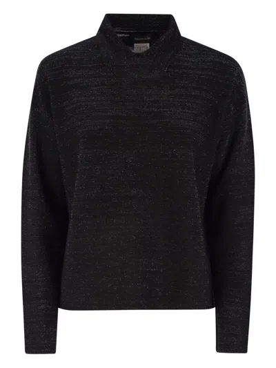 Fabiana Filippi Cotton And Lurex Polo Neck Sweater In Black