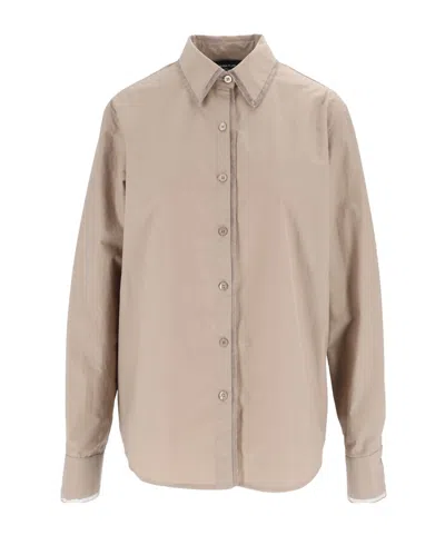 Fabiana Filippi Long-sleeve Shirt With Snap Closures In Nude