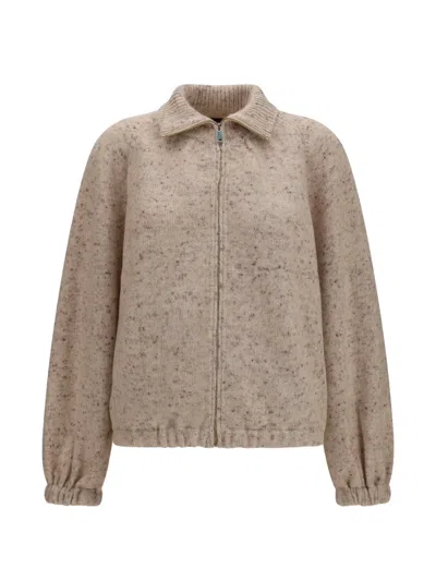Fabiana Filippi Long-sleeve Zip-up Cardigan In Brown