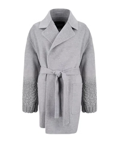 Fabiana Filippi Long-sleeved Coat In Gray