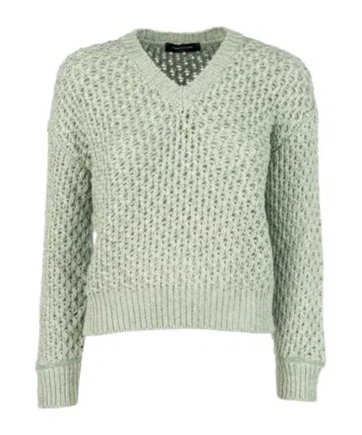 Fabiana Filippi Openwork V-neck Sweater In Green