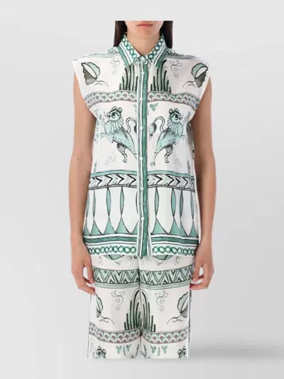 FABIANA FILIPPI LOOSE FIT SLEEVELESS SILK TWILL SHIRT